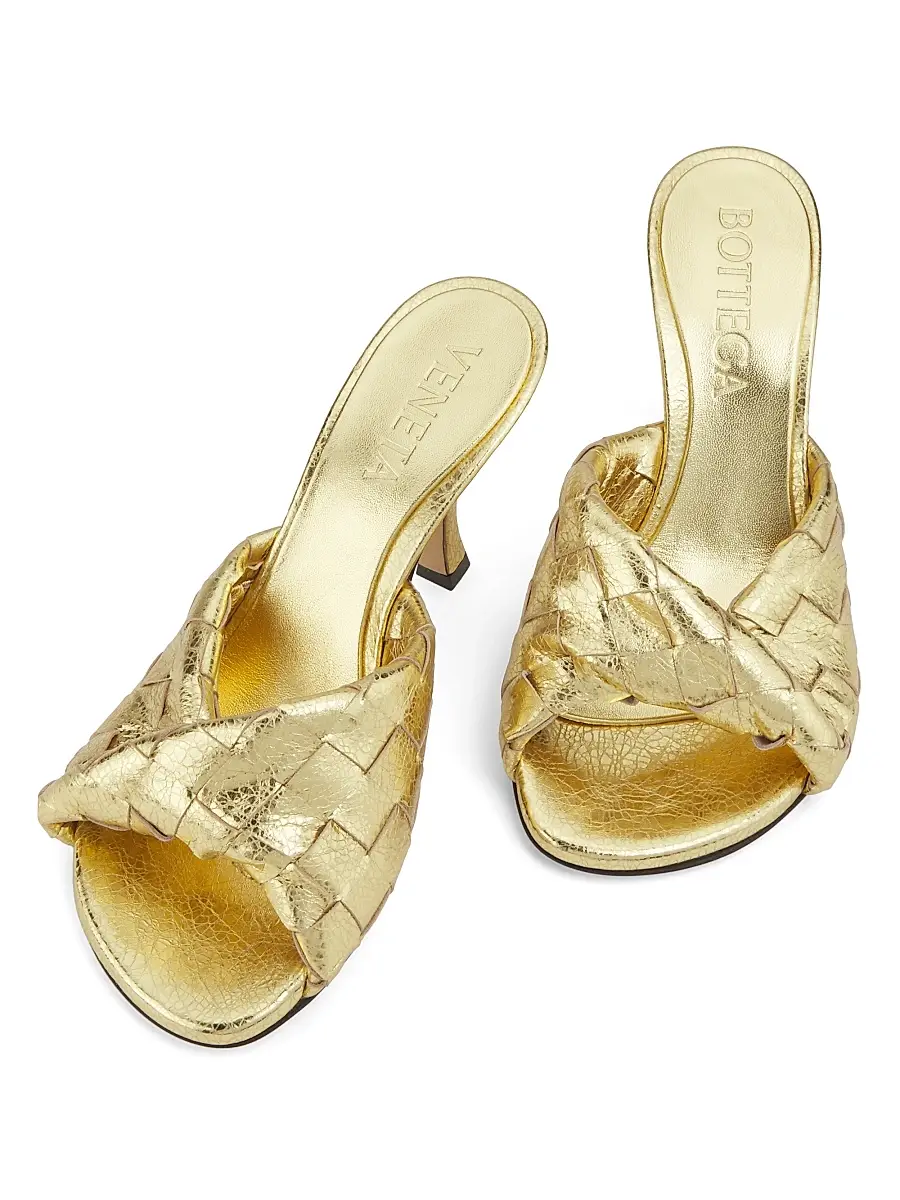 Bottega Veneta Women's Blink 80MM Metallic Intrecciato Leather Sandals - Silver | Thumbnail 9 Bottega Veneta Women's Blink 80MM Metallic Intrecciato Leather Sandals - Silver | Thumbnail 9