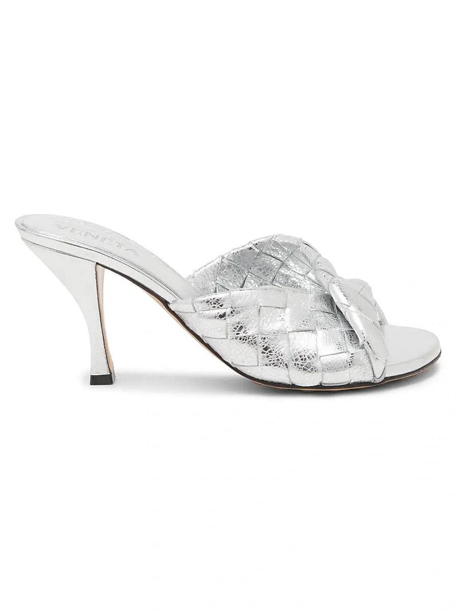Women's Blink 80MM Metallic Intrecciato Leather Sandals - Silver Women's Blink 80MM Metallic Intrecciato Leather Sandals - Silver