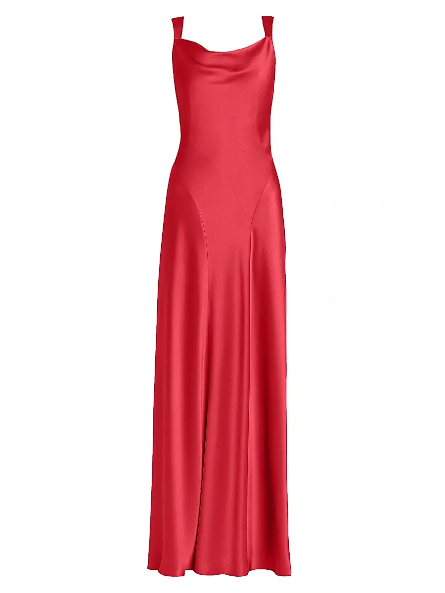 Alberta Ferretti Women's Satin Cut-Out Cowlneck Gown | Image 1 Alberta Ferretti Women's Satin Cut-Out Cowlneck Gown | Image 1