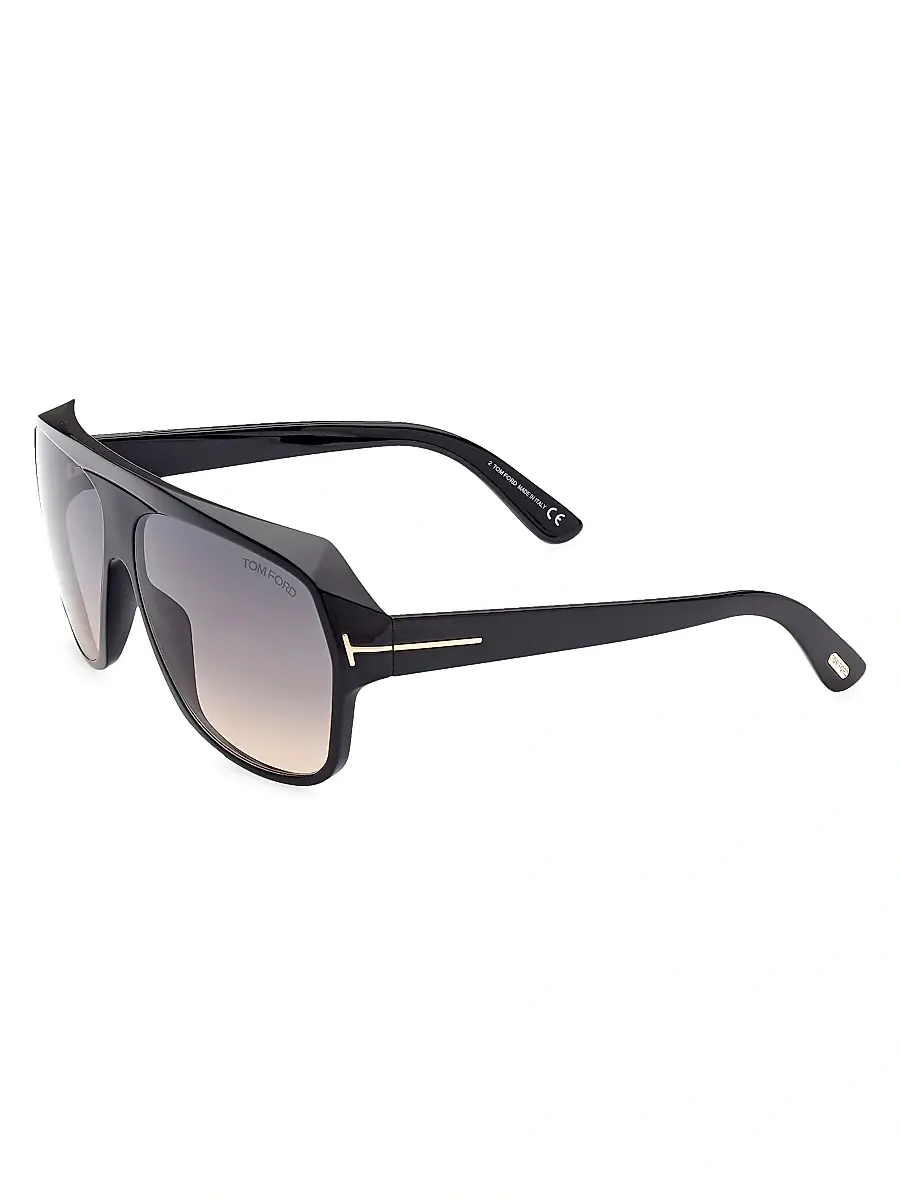 TOM FORD Men's Hawkings-02 62MM Navigator Sunglasses - Shiny Black | Image 1 TOM FORD Men's Hawkings-02 62MM Navigator Sunglasses - Shiny Black | Image 1