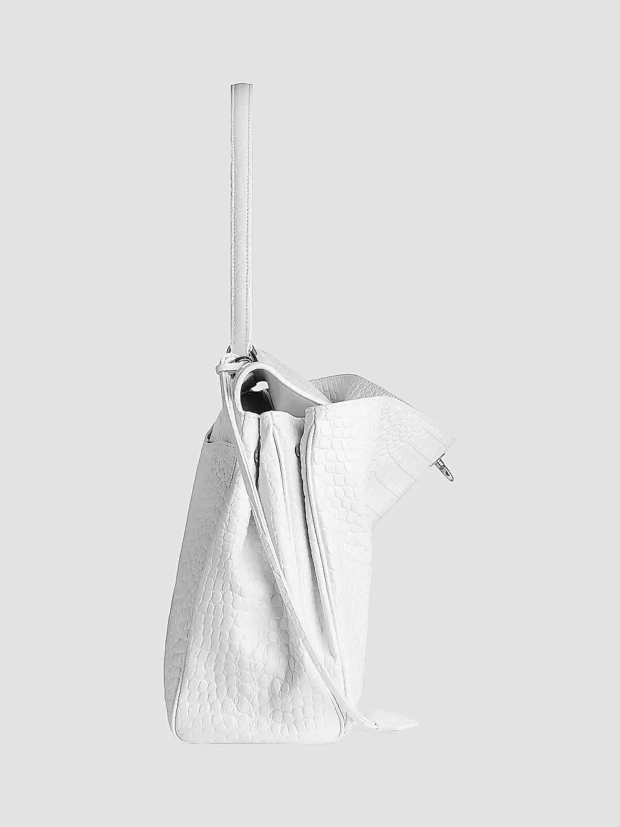 Balenciaga Women's Rodeo Handbag Crocodile Embossed - White | Thumbnail 3