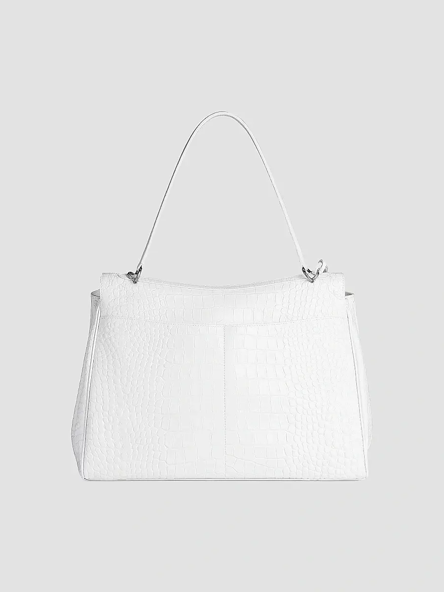 Balenciaga Women's Rodeo Handbag Crocodile Embossed - White | Thumbnail 4