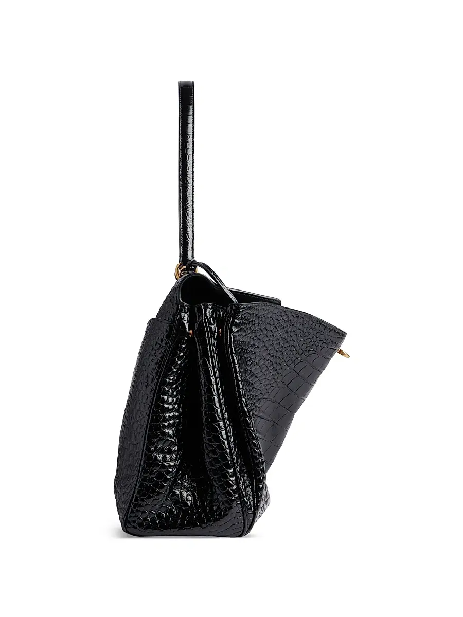 Balenciaga Women's Rodeo Handbag Crocodile Embossed - White | Thumbnail 9