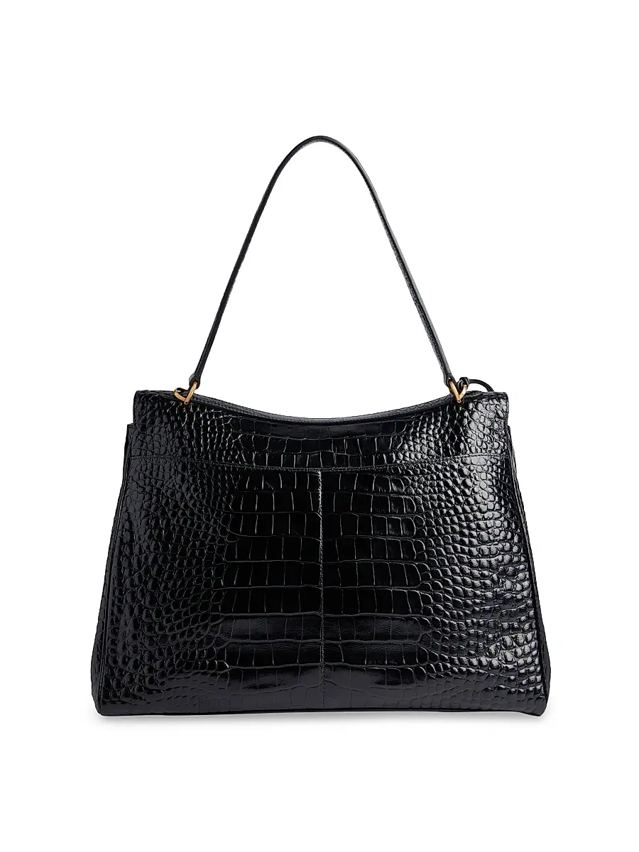 Balenciaga Women's Rodeo Handbag Crocodile Embossed - White | Thumbnail 10