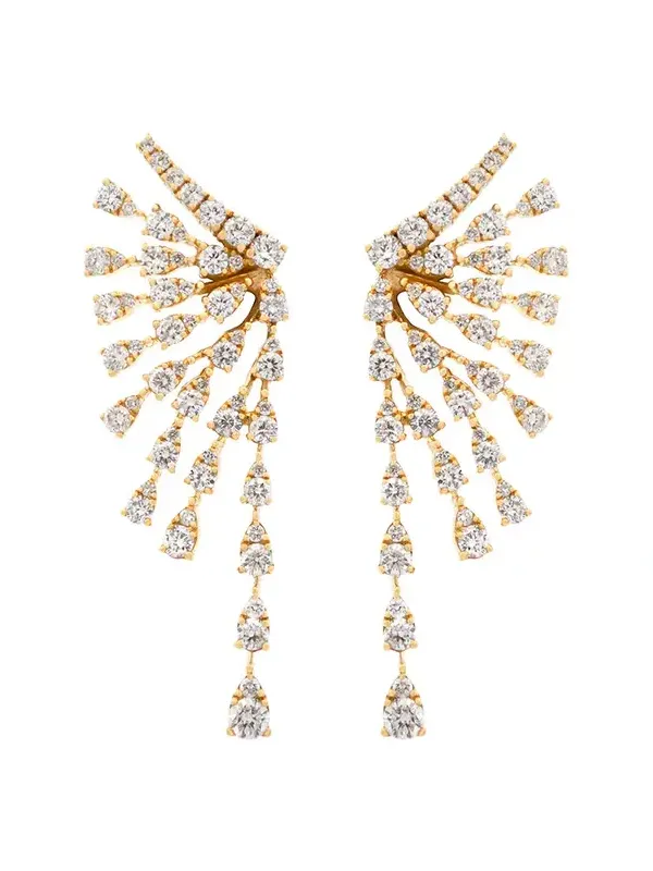 4.03ct Diamond 18K Gold Cascade Graduated Earrings