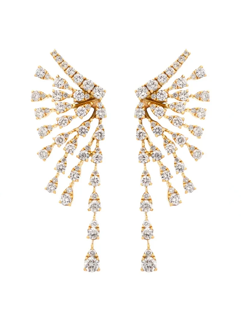 4.03ct Diamond 18K Gold Cascade Graduated Earrings