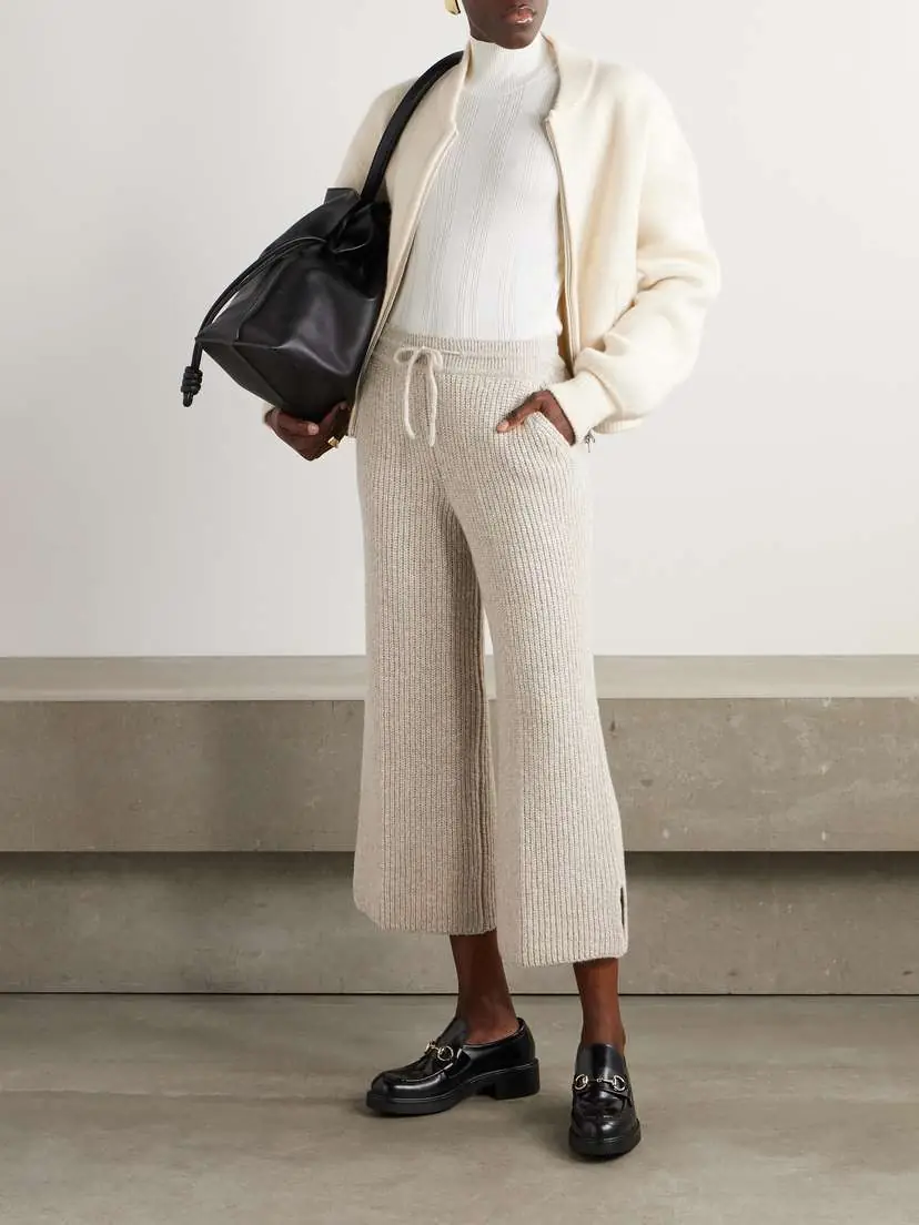 Loro Piana Valduggia Cropped Ribbed Cashmere Wide-leg Pants | Thumbnail 2 Loro Piana Valduggia Cropped Ribbed Cashmere Wide-leg Pants | Thumbnail 2