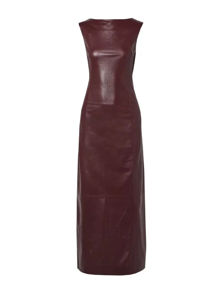 Open-back Leather Midi Dress