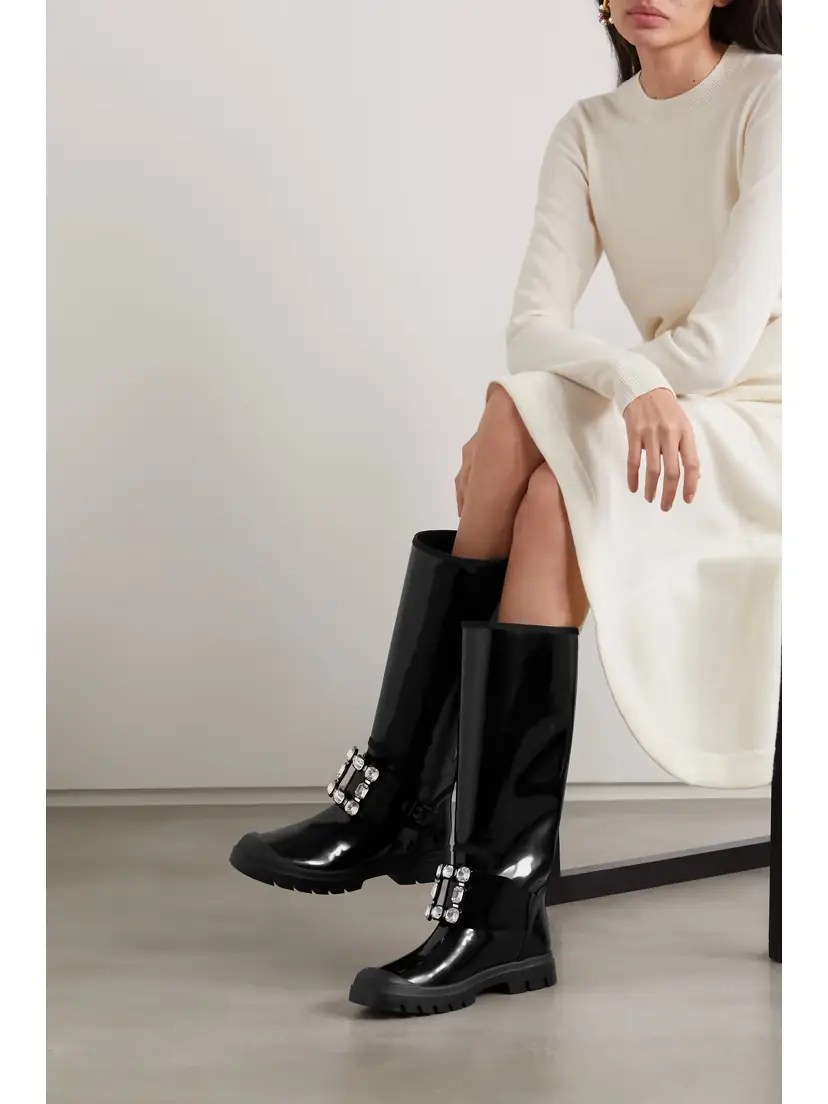 Roger Vivier Walky Viv Crystal-embellished Patent-leather Knee Boots | Thumbnail 2