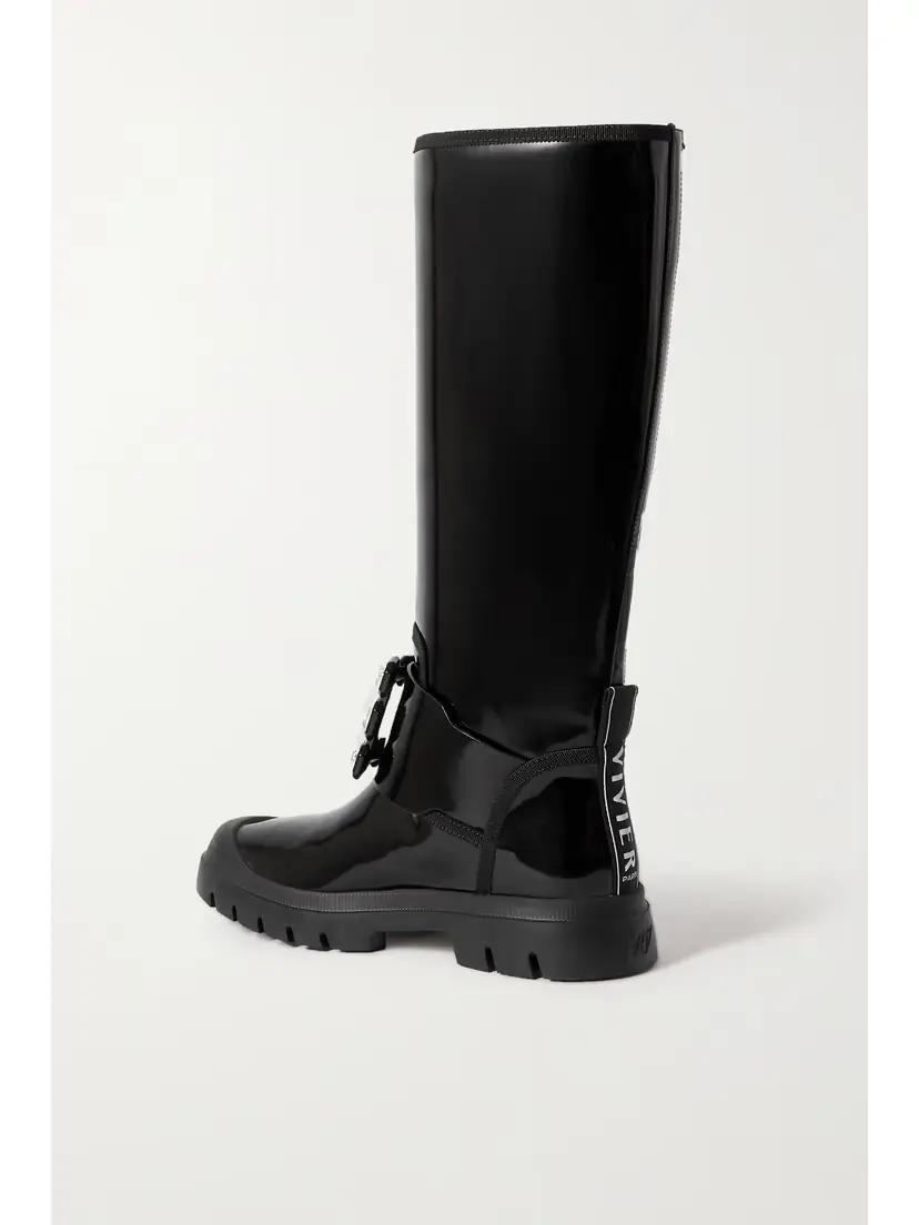 Roger Vivier Walky Viv Crystal-embellished Patent-leather Knee Boots | Thumbnail 3