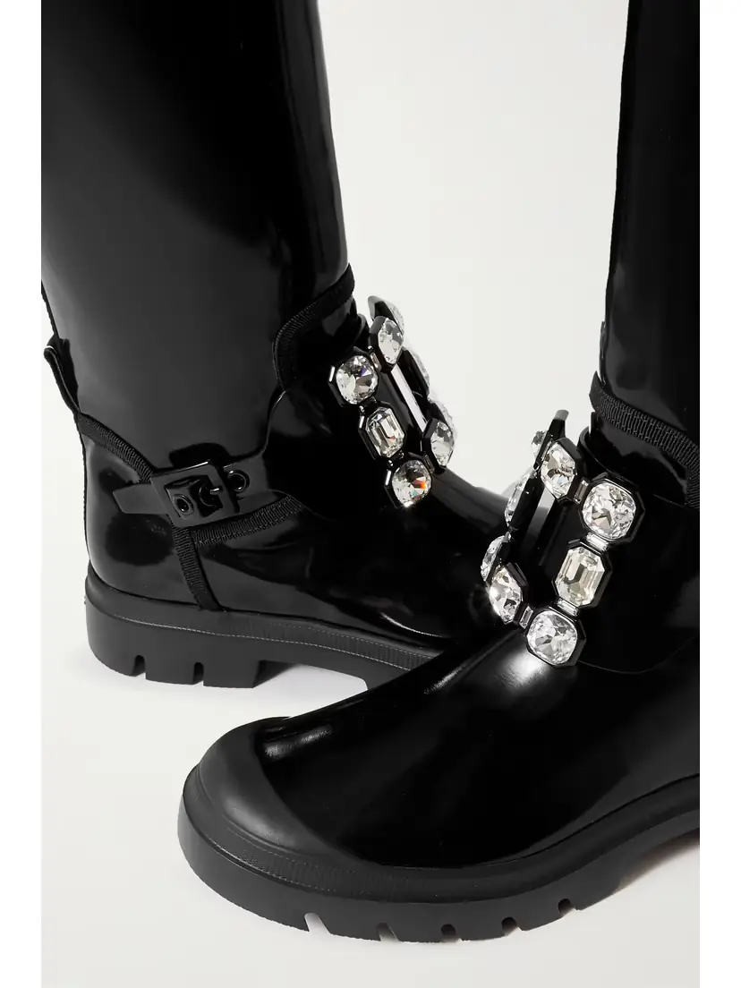 Roger Vivier Walky Viv Crystal-embellished Patent-leather Knee Boots | Thumbnail 4