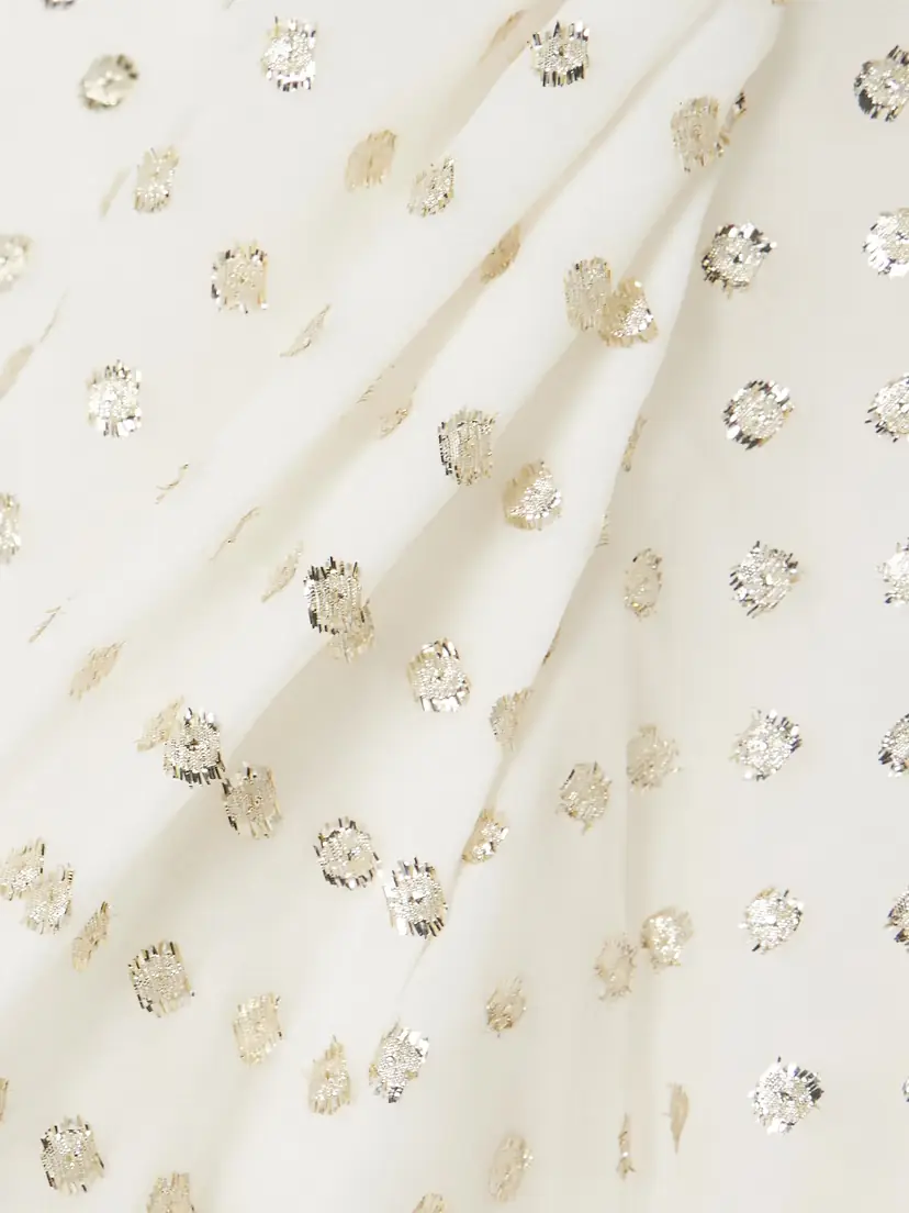 Chloé Cropped Ruffled Gathered Metallic Polka-dot Silk-blend Top | Thumbnail 4 Chloé Cropped Ruffled Gathered Metallic Polka-dot Silk-blend Top | Thumbnail 4