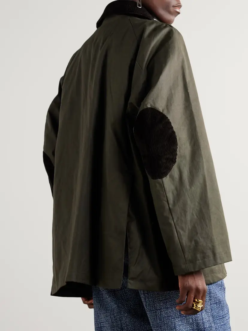 TOTEME Oversized Corduroy-trimmed Waxed Organic Cotton Jacket | Thumbnail 4