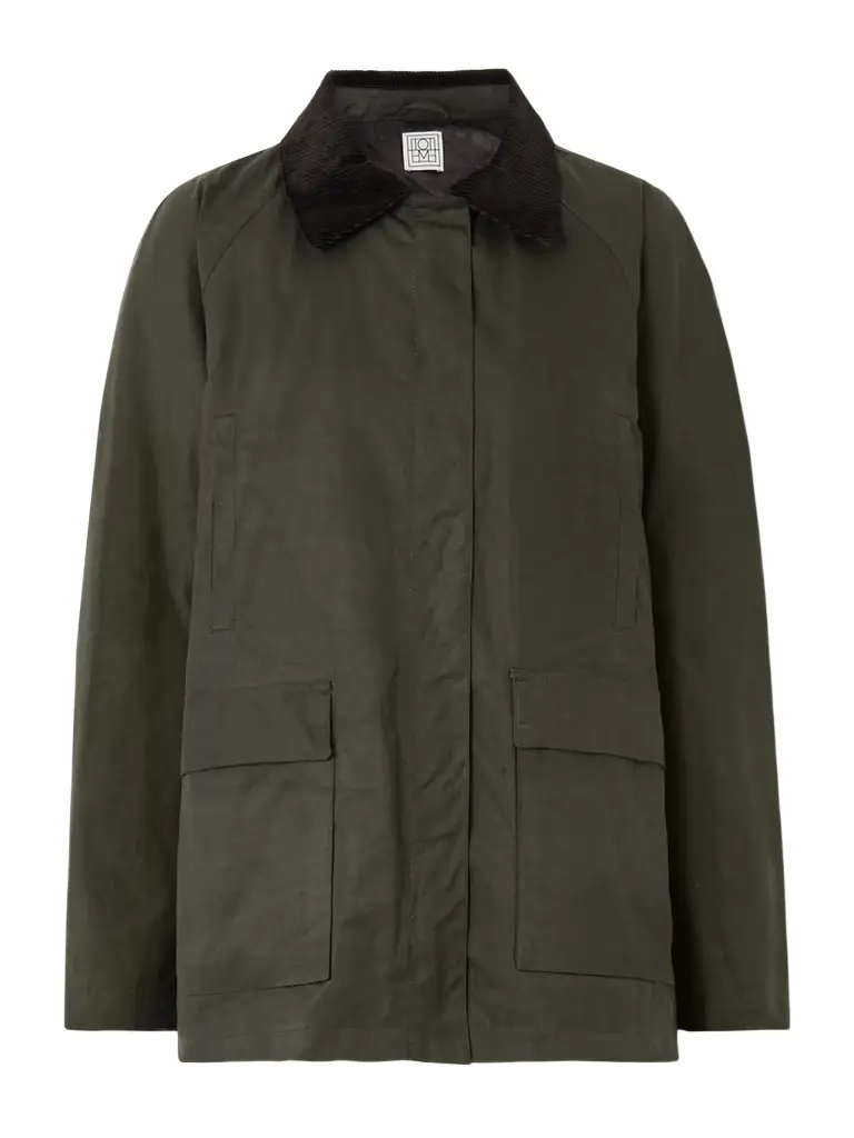 Oversized Corduroy-trimmed Waxed Organic Cotton Jacket