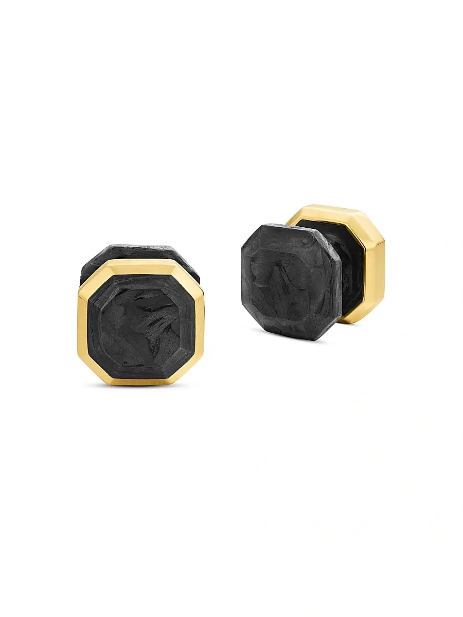 David Yurman Men's Forged Carbon Tuxedo Studs in 18K Yellow Gold | Thumbnail 2 David Yurman Men's Forged Carbon Tuxedo Studs in 18K Yellow Gold | Thumbnail 2