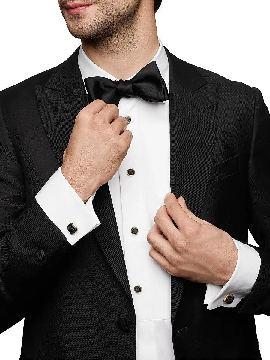David Yurman Men's Forged Carbon Tuxedo Studs in 18K Yellow Gold | Thumbnail 4 David Yurman Men's Forged Carbon Tuxedo Studs in 18K Yellow Gold | Thumbnail 4