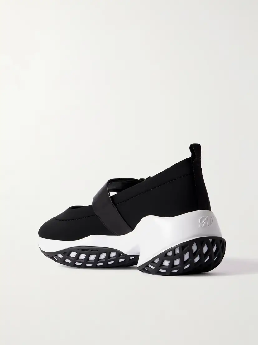Roger Vivier Viv Run Crystal-embellished Stretch And Leather Sneakers - Black | Thumbnail 3 Roger Vivier Viv Run Crystal-embellished Stretch And Leather Sneakers - Black | Thumbnail 3