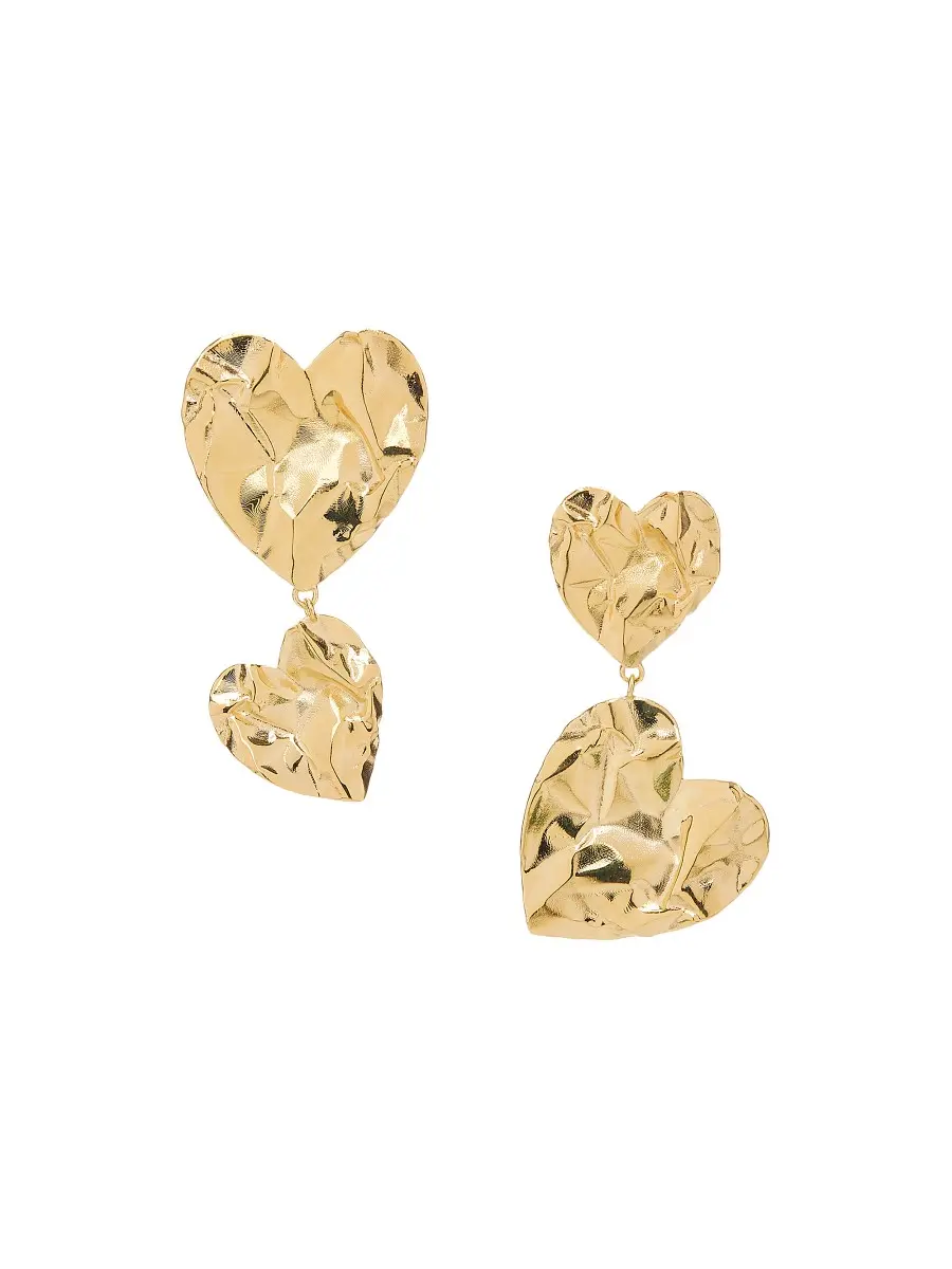 Oscar de la Renta Women's Goldtone Asymmetric Crushed Heart Drop Earrings - Gold | Thumbnail 2 Oscar de la Renta Women's Goldtone Asymmetric Crushed Heart Drop Earrings - Gold | Thumbnail 2