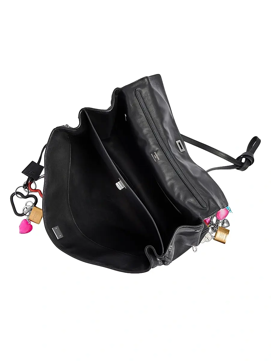 Balenciaga Women's Rodeo Used Effect Large Handbag with Charms - Black | Thumbnail 6 Balenciaga Women's Rodeo Used Effect Large Handbag with Charms - Black | Thumbnail 6