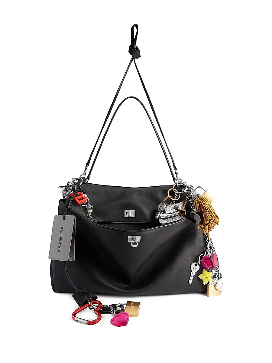 Balenciaga Women's Rodeo Used Effect Large Handbag with Charms - Black | Thumbnail 7 Balenciaga Women's Rodeo Used Effect Large Handbag with Charms - Black | Thumbnail 7