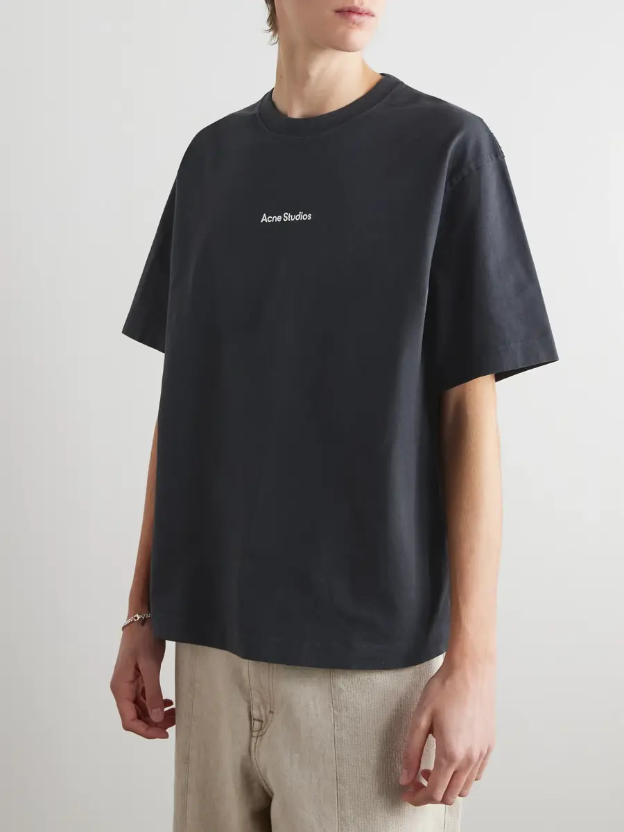 Acne Studios Exford Logo-Flocked Cotton-Jersey T-Shirt - Men | Thumbnail 3 Acne Studios Exford Logo-Flocked Cotton-Jersey T-Shirt - Men | Thumbnail 3