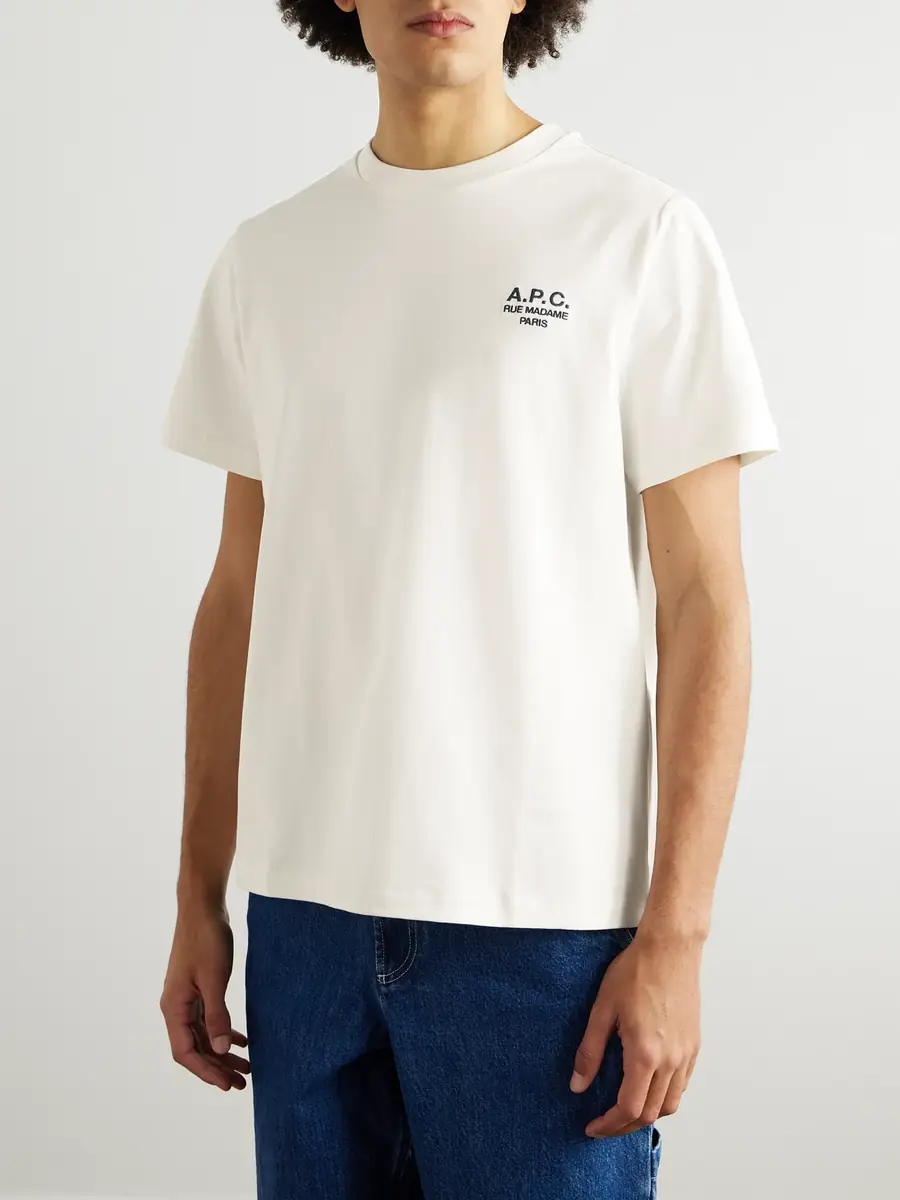 A.P.C. Logo-Embroidered Cotton-Jersey T-Shirt - Men | Thumbnail 3 A.P.C. Logo-Embroidered Cotton-Jersey T-Shirt - Men | Thumbnail 3