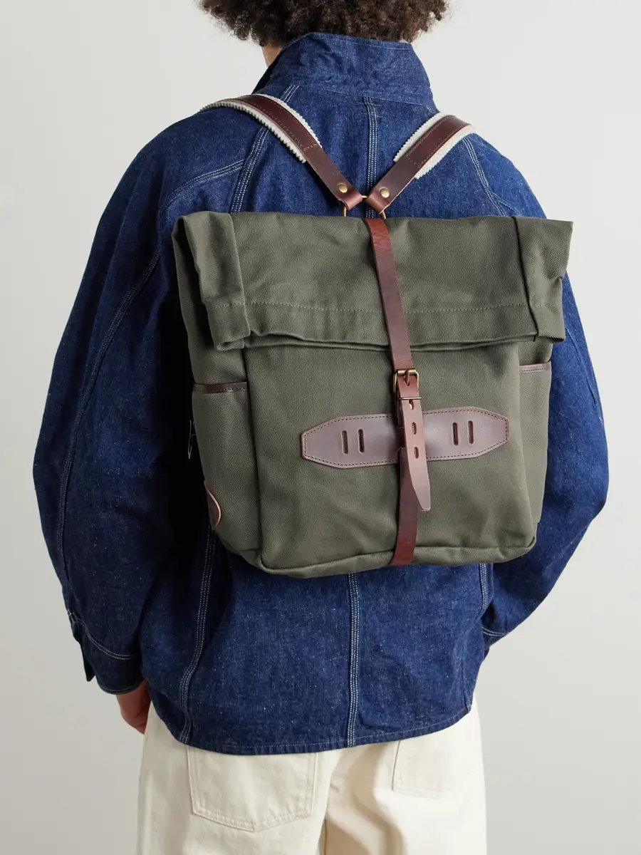 Bleu de Chauffe Jamy Leather-Trimmed Canvas Backpack - Men | Thumbnail 2 Bleu de Chauffe Jamy Leather-Trimmed Canvas Backpack - Men | Thumbnail 2