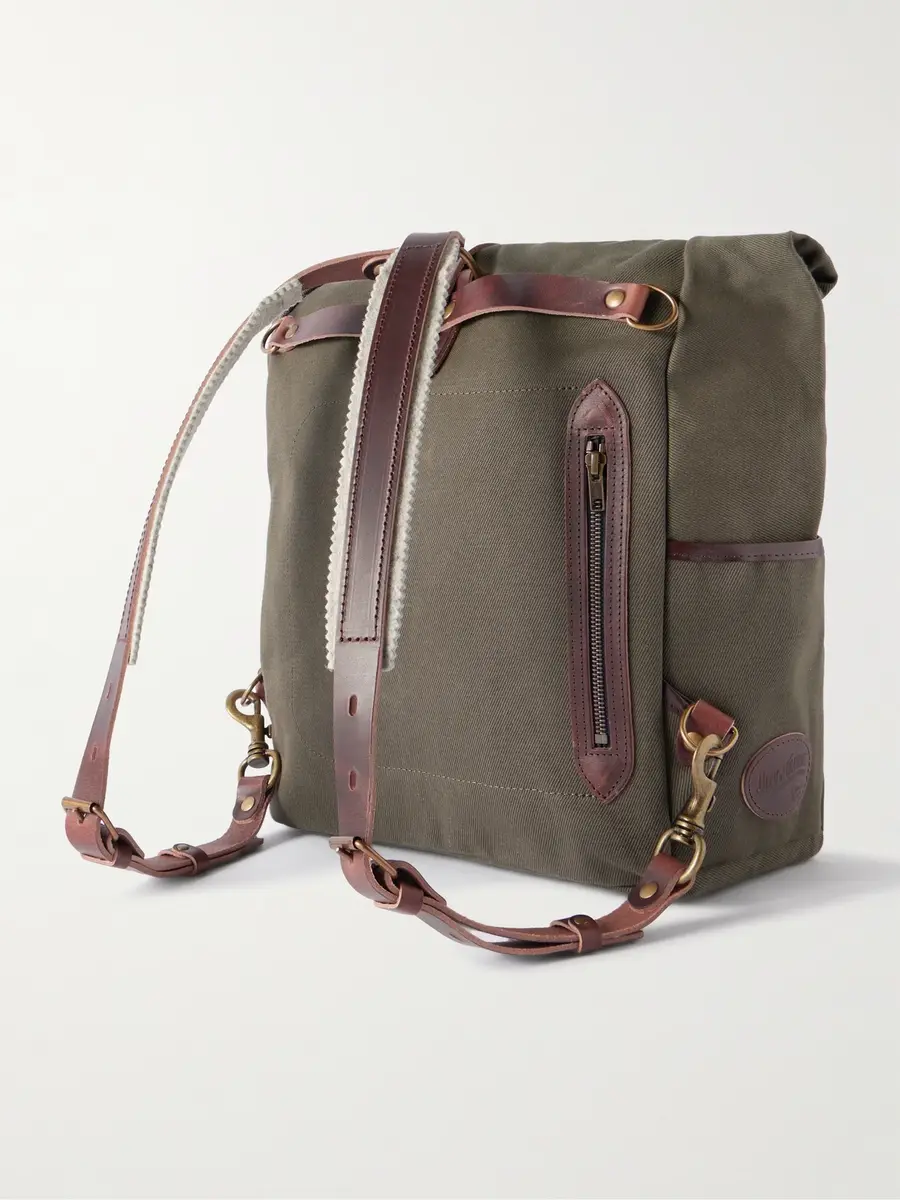 Bleu de Chauffe Jamy Leather-Trimmed Canvas Backpack - Men | Thumbnail 3 Bleu de Chauffe Jamy Leather-Trimmed Canvas Backpack - Men | Thumbnail 3