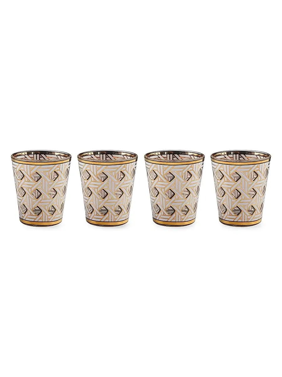 Jonathan Adler Basketweave Glasses 4-Piece Set - Gold | Image 1 Jonathan Adler Basketweave Glasses 4-Piece Set - Gold | Image 1