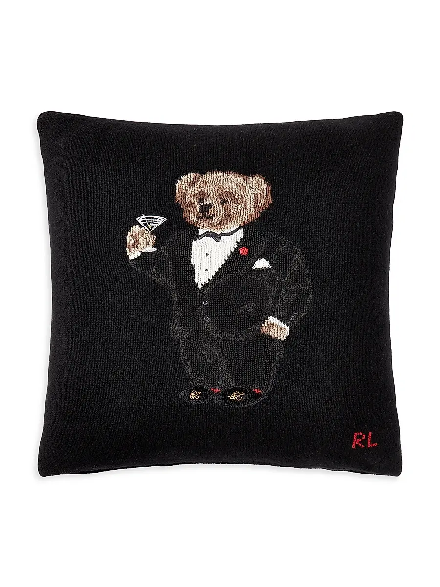 Ralph Lauren Martini Bear Knit Throw Pillow