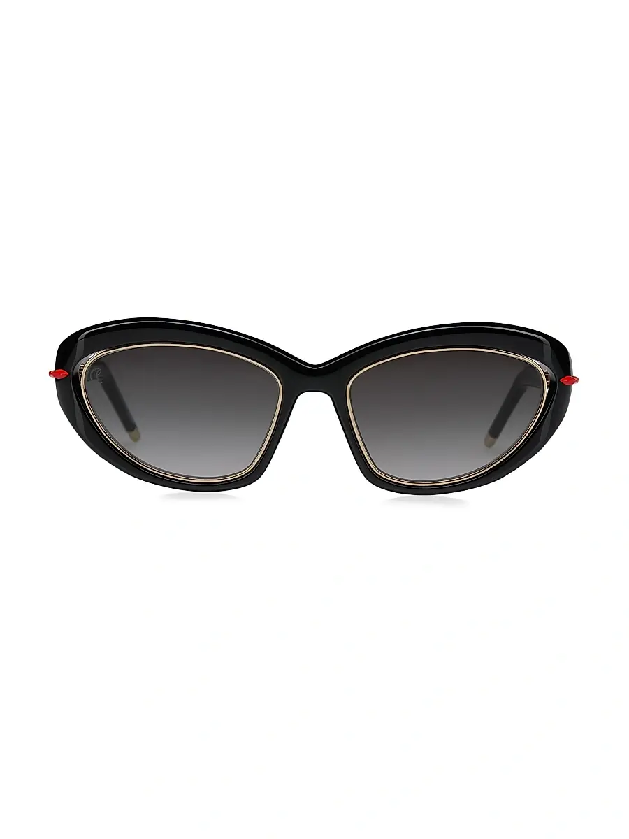 Christian Louboutin Women's So Kate 55MM Geometric Sunglasses - Shiny Black | Thumbnail 3 Christian Louboutin Women's So Kate 55MM Geometric Sunglasses - Shiny Black | Thumbnail 3