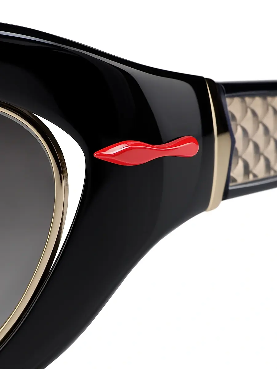 Christian Louboutin Women's So Kate 55MM Geometric Sunglasses - Shiny Black | Thumbnail 6 Christian Louboutin Women's So Kate 55MM Geometric Sunglasses - Shiny Black | Thumbnail 6