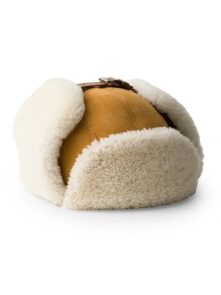 Prada Men's Suede Shearling Trapper Hat