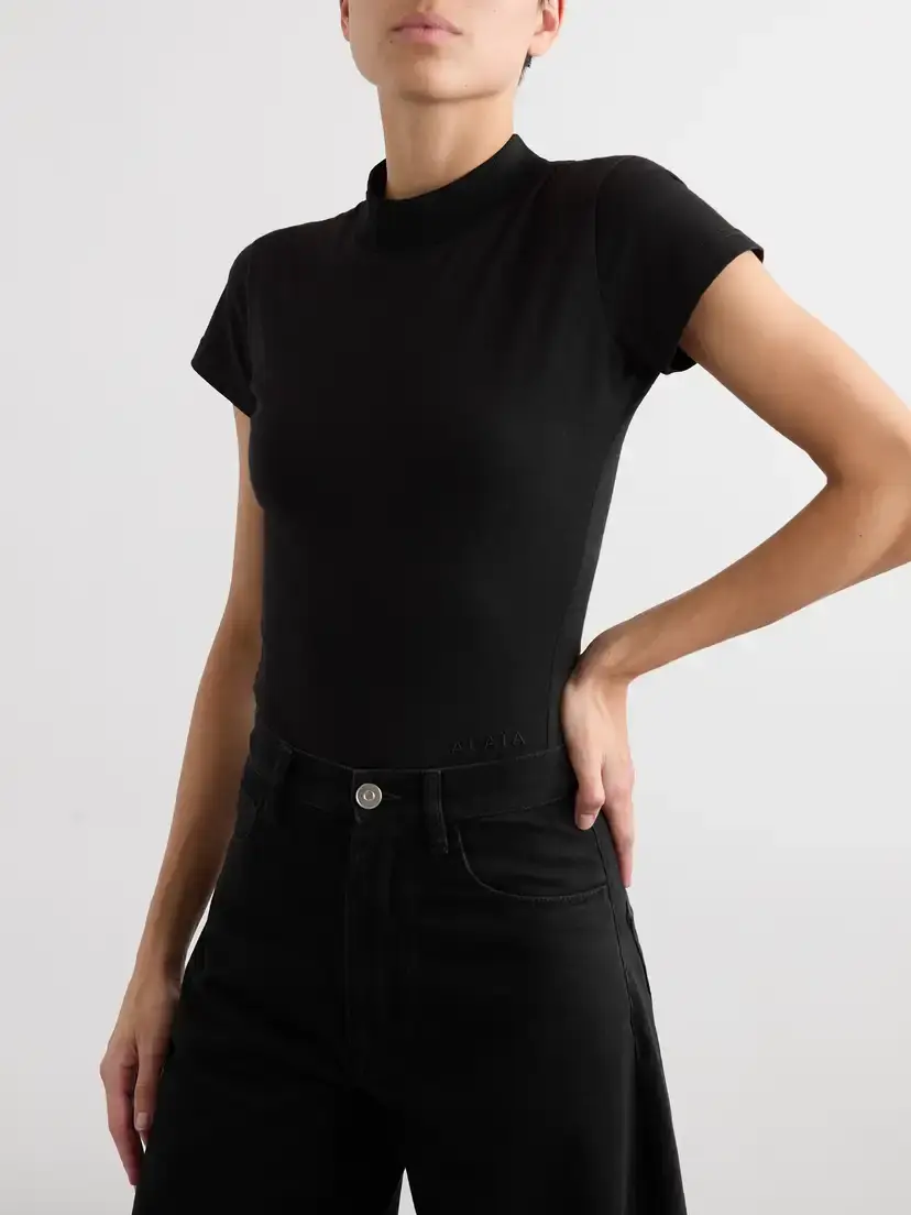 ALAÏA Embroidered Stretch-cotton Jersey Bodysuit | Thumbnail 3