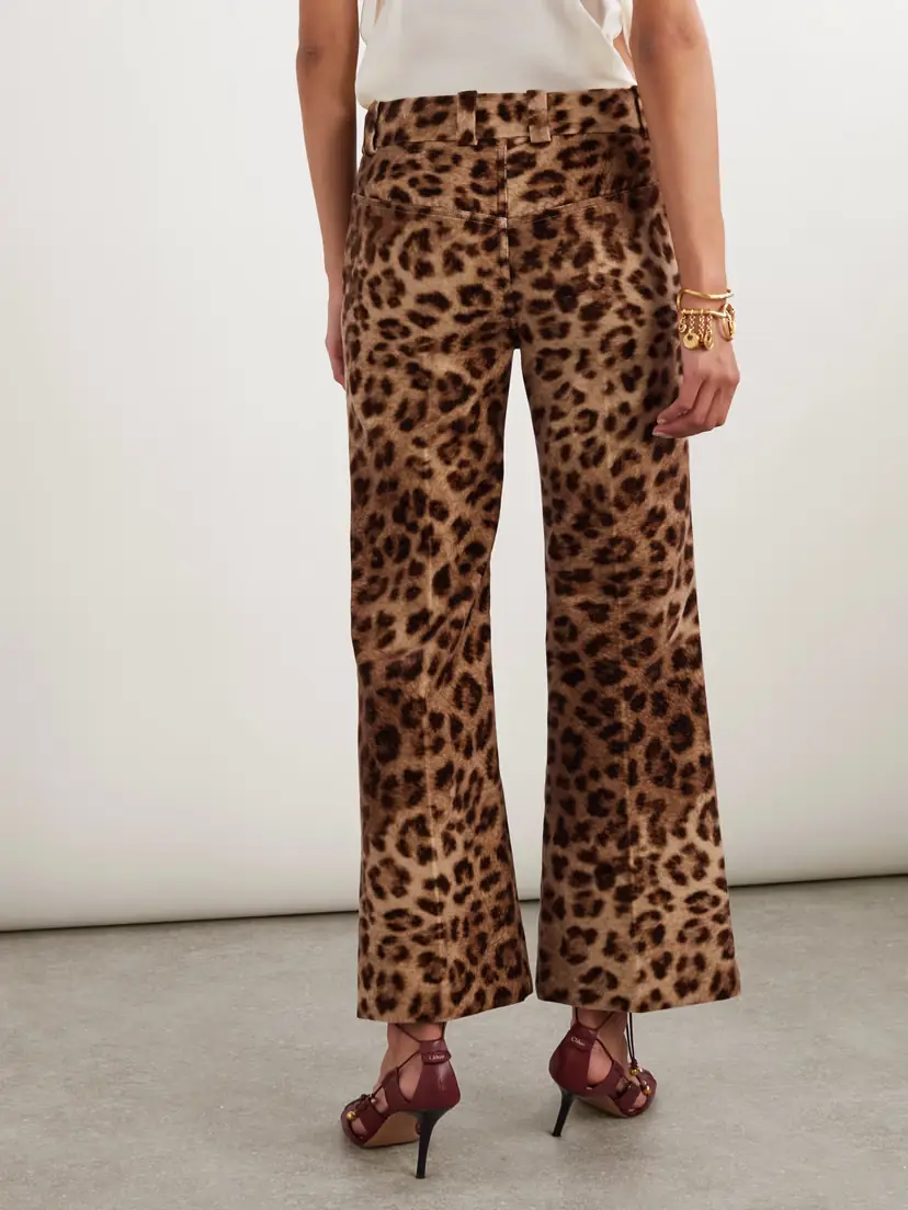 Chloé Cropped Leopard-print Cotton-velvet Straight-leg Pants | Thumbnail 3 Chloé Cropped Leopard-print Cotton-velvet Straight-leg Pants | Thumbnail 3