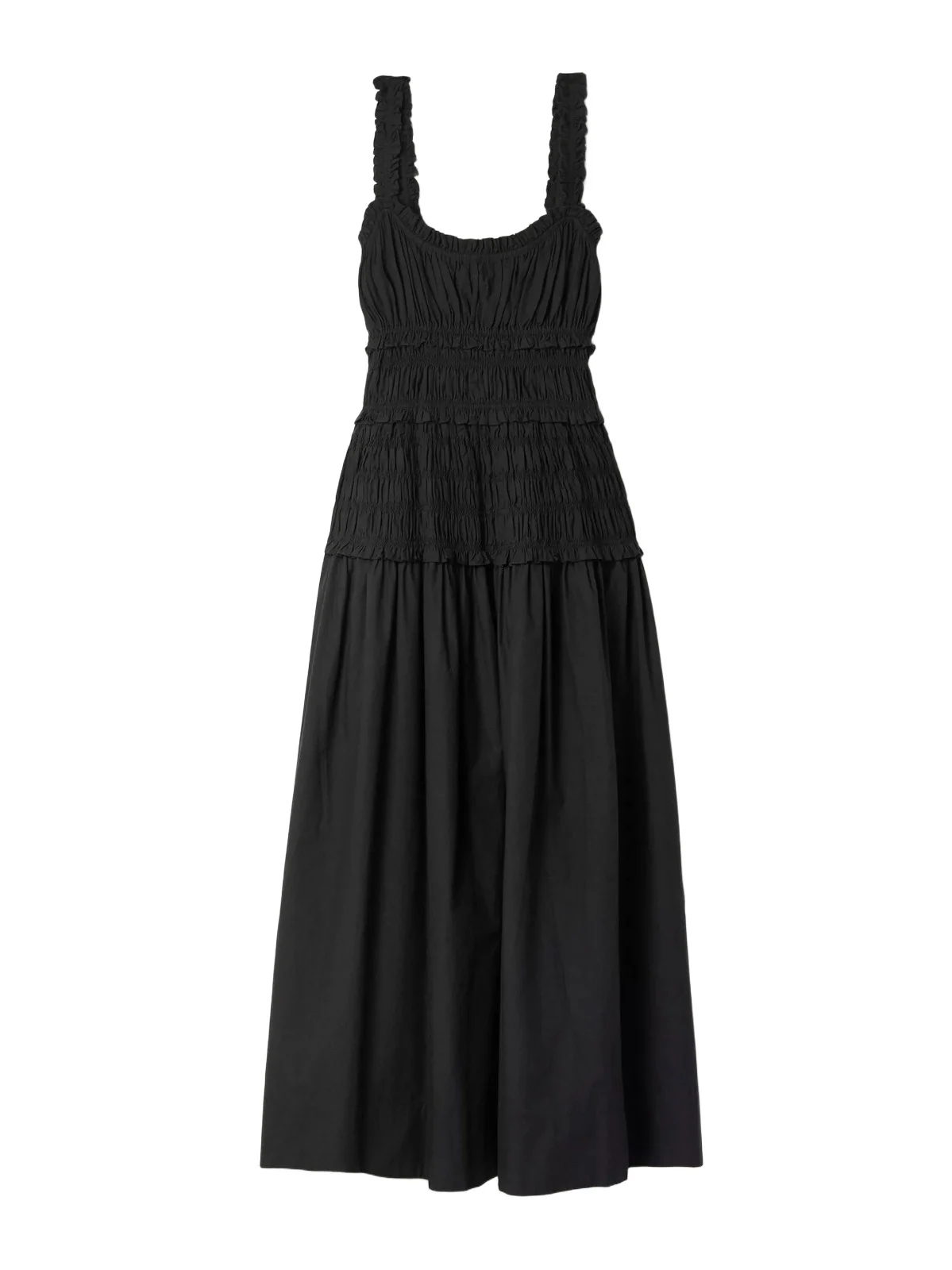 Marianne Shirred Organic Cotton-poplin Midi Dress