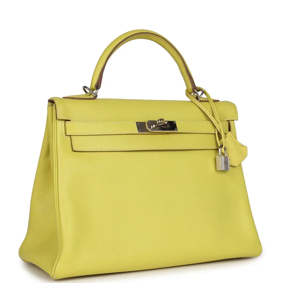 HERMÈS Pre-owned Hermes Kelly Retourne 32 Lime Candy Epsom Palladium Hardware | Thumbnail 2 HERMÈS Pre-owned Hermes Kelly Retourne 32 Lime Candy Epsom Palladium Hardware | Thumbnail 2