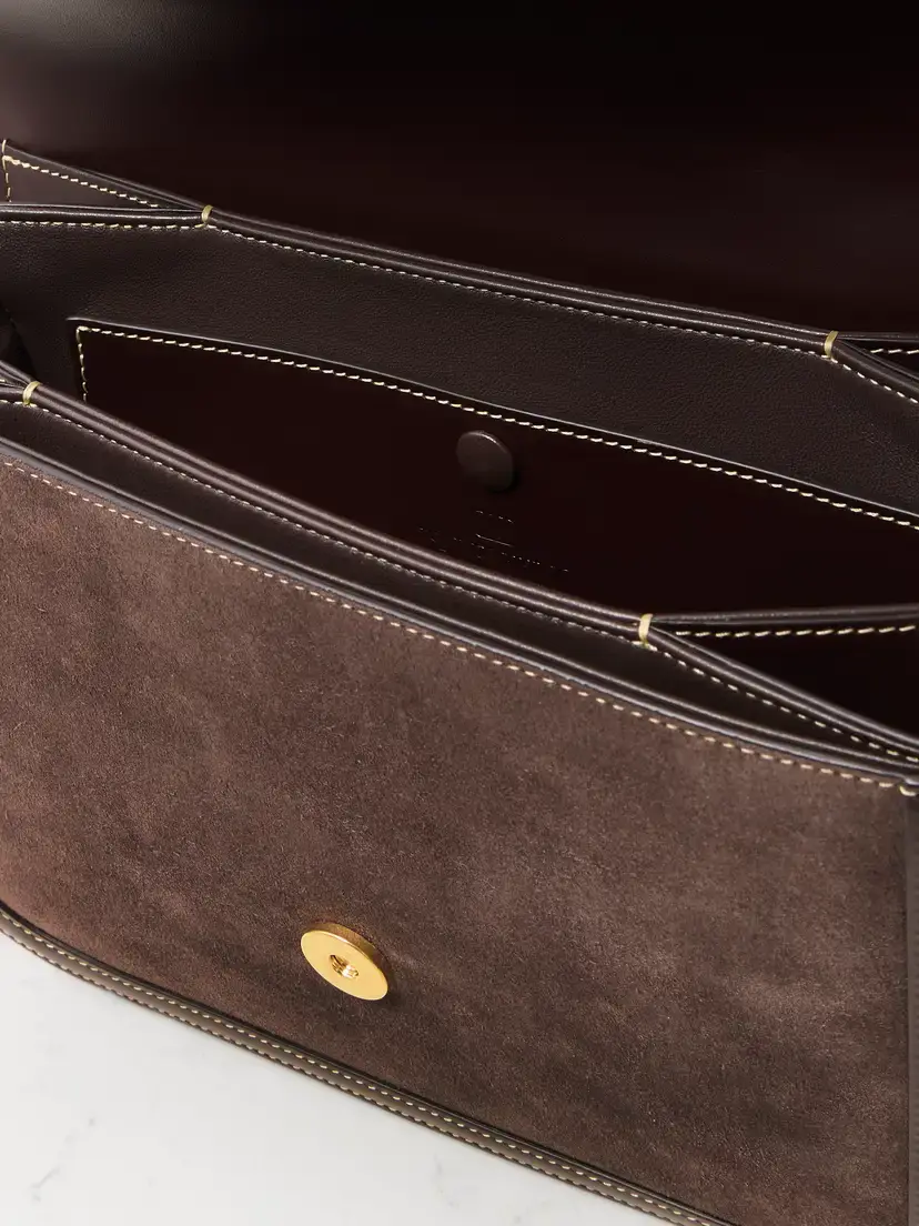Valentino Garavani 9to5 Leather-trimmed Suede Shoulder Bag | Thumbnail 5 Valentino Garavani 9to5 Leather-trimmed Suede Shoulder Bag | Thumbnail 5