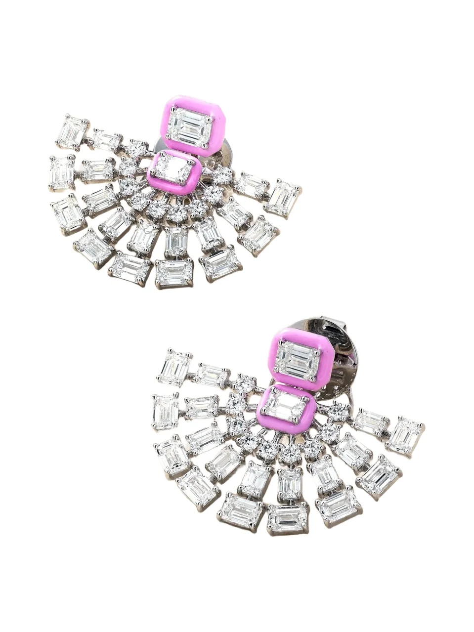 Fan 18-karat White Gold, Diamond And Enamel Earrings - Silver Fan 18-karat White Gold, Diamond And Enamel Earrings - Silver