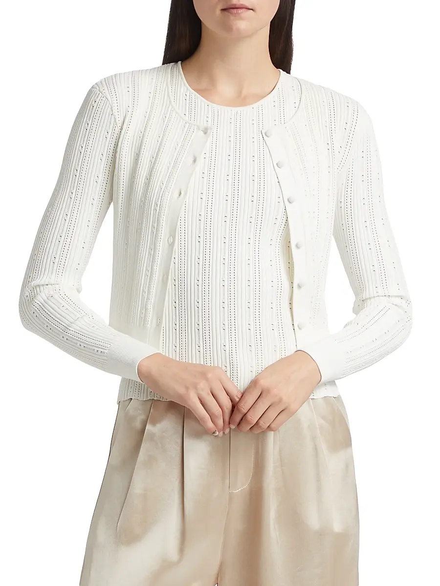 Adam Lippes Women's Pointelle Jacquard Cardigan | Thumbnail 3 Adam Lippes Women's Pointelle Jacquard Cardigan | Thumbnail 3