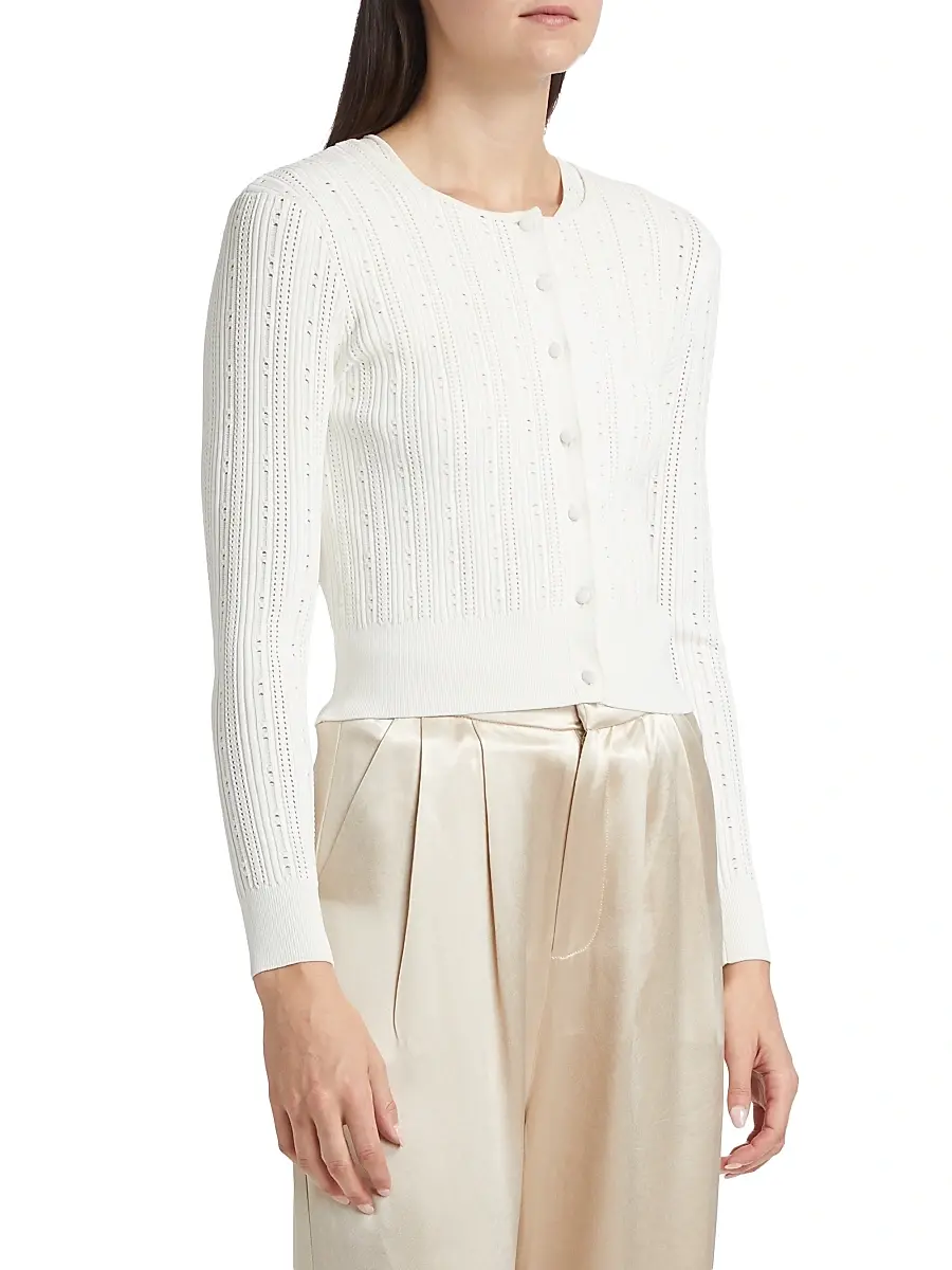 Adam Lippes Women's Pointelle Jacquard Cardigan | Thumbnail 4 Adam Lippes Women's Pointelle Jacquard Cardigan | Thumbnail 4