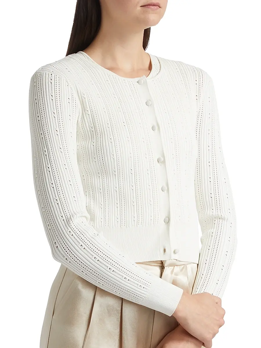 Adam Lippes Women's Pointelle Jacquard Cardigan | Thumbnail 6 Adam Lippes Women's Pointelle Jacquard Cardigan | Thumbnail 6