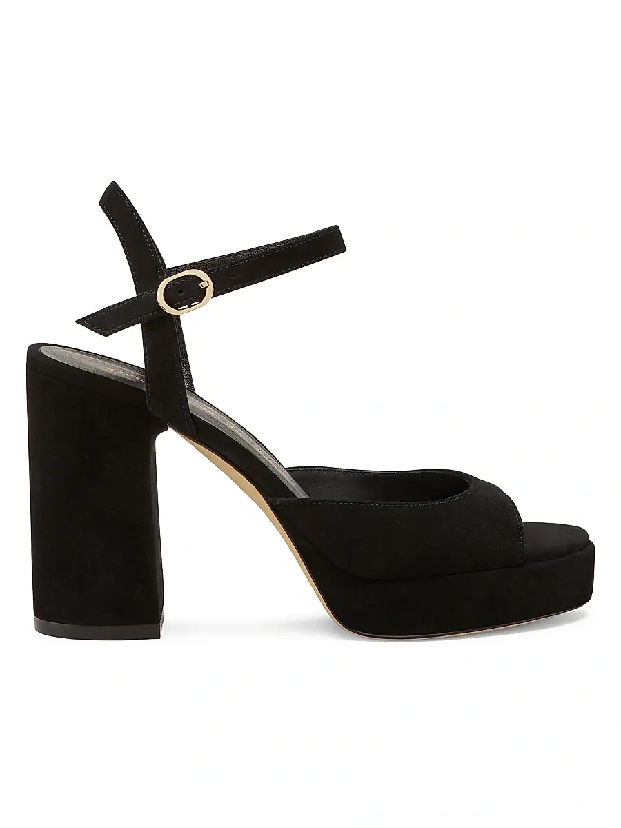 Stuart Weitzman Women's Dayna II 100MM Suede Platform Sandals - Black | Image 1 Stuart Weitzman Women's Dayna II 100MM Suede Platform Sandals - Black | Image 1