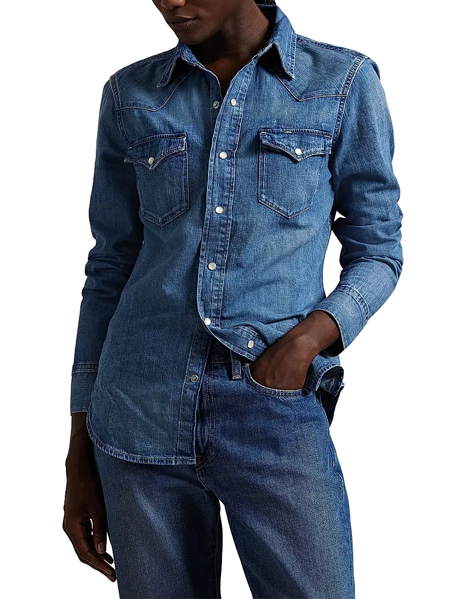 Polo Ralph Lauren Women's Western Denim Shirt | Thumbnail 3 Polo Ralph Lauren Women's Western Denim Shirt | Thumbnail 3