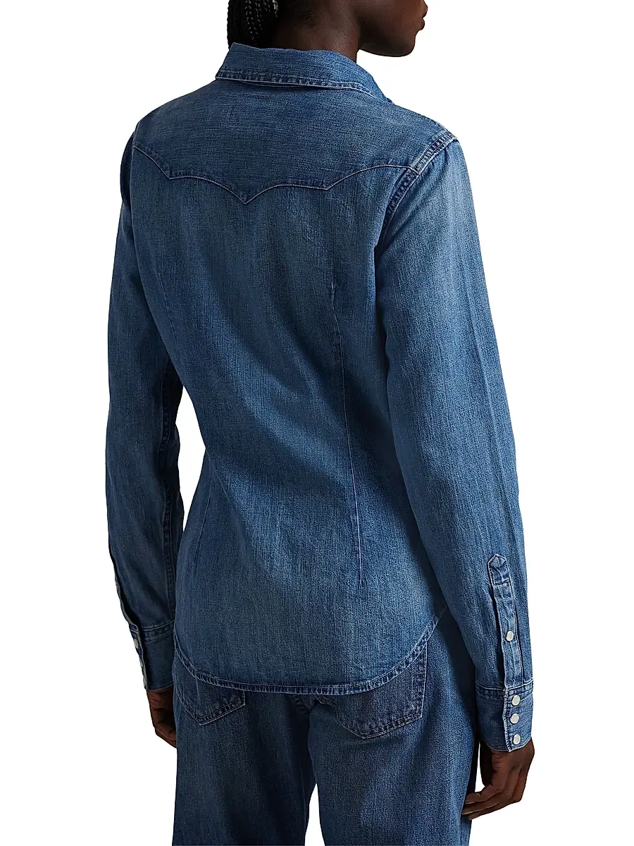Polo Ralph Lauren Women's Western Denim Shirt | Thumbnail 4 Polo Ralph Lauren Women's Western Denim Shirt | Thumbnail 4