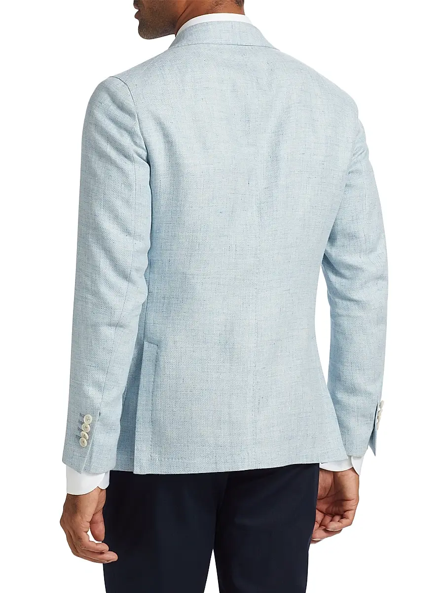 Saks Fifth Avenue Men's Linen & Wool Single-Breasted Blazer - Light Blue | Thumbnail 5 Saks Fifth Avenue Men's Linen & Wool Single-Breasted Blazer - Light Blue | Thumbnail 5