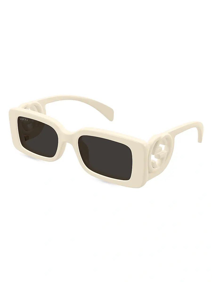 Gucci Women's Chaise Longue 54MM Rectangular Sunglasses - Dark Grey | Image 1 Gucci Women's Chaise Longue 54MM Rectangular Sunglasses - Dark Grey | Image 1