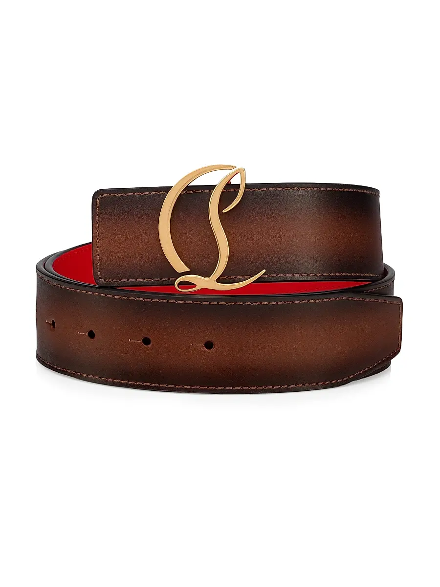 Christian Louboutin Men's Logo Belt - Brown | Image 1 Christian Louboutin Men's Logo Belt - Brown | Image 1