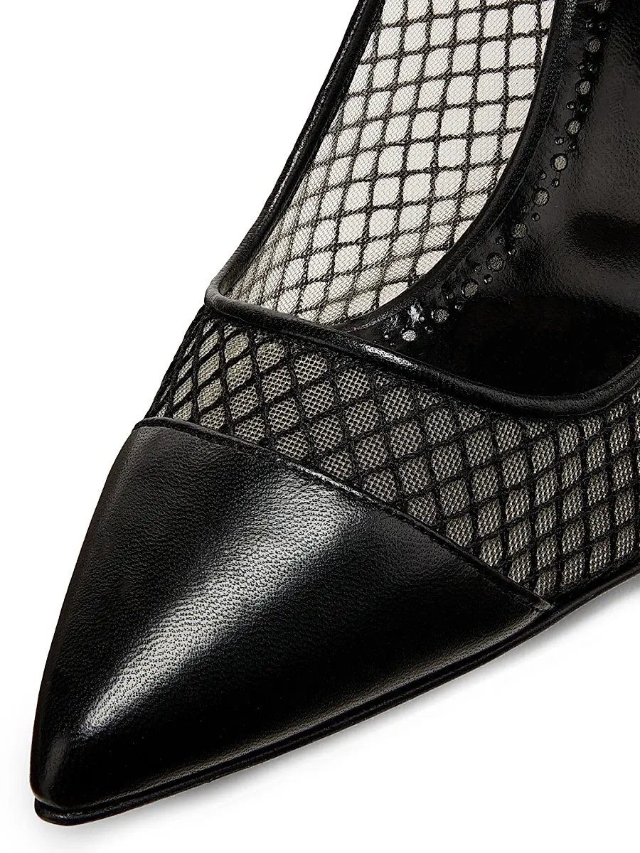 Manolo Blahnik Women's Capcour 90MM Leather & Mesh Pumps - Black | Thumbnail 6 Manolo Blahnik Women's Capcour 90MM Leather & Mesh Pumps - Black | Thumbnail 6