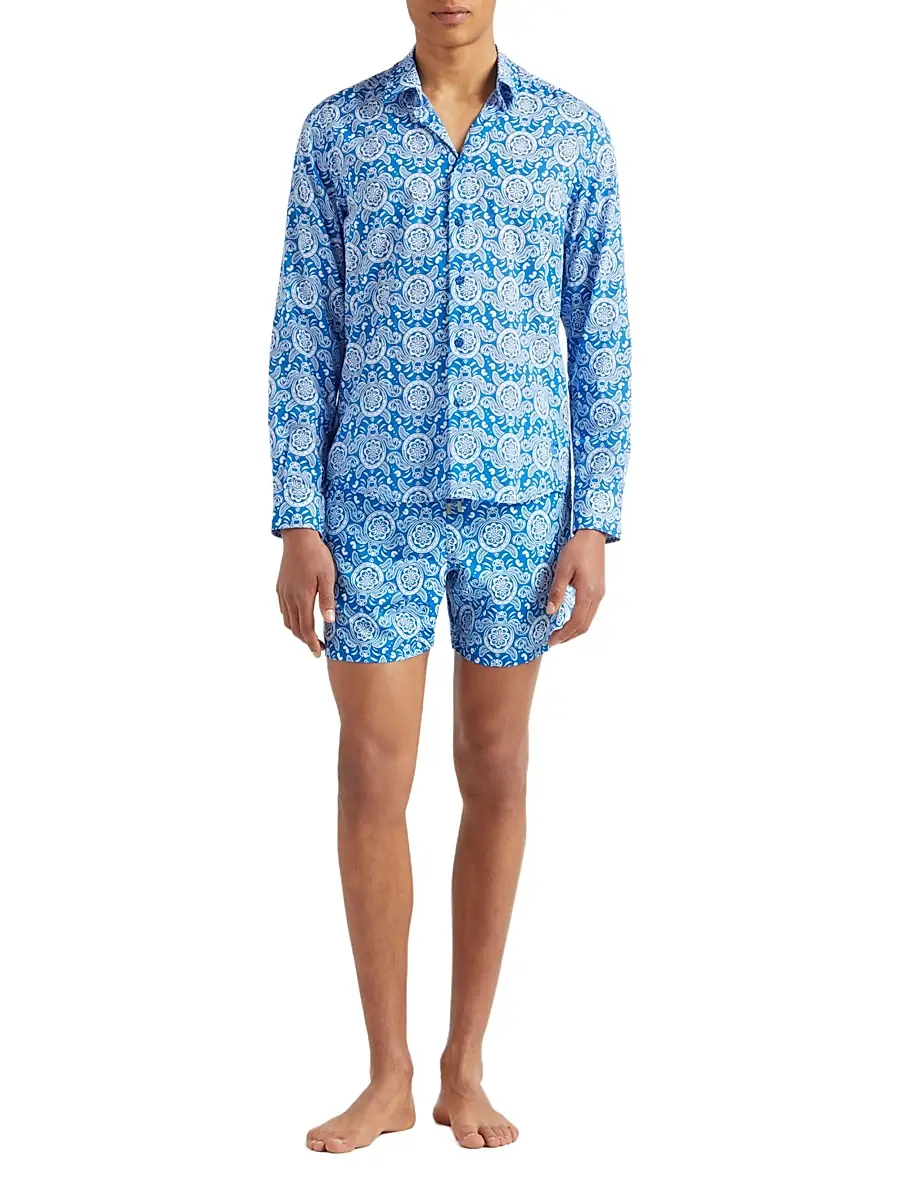 Vilebrequin Men's Graphic Turtle Button-Front Shirt | Thumbnail 2 Vilebrequin Men's Graphic Turtle Button-Front Shirt | Thumbnail 2